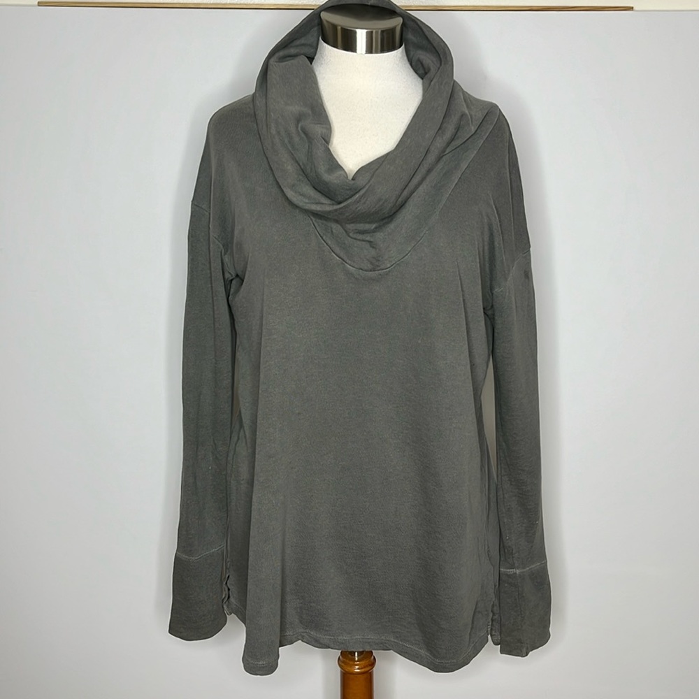 James Perse Gray Cowl Neck Long Sleeve Sweat Shirt Sz 2 (MED)